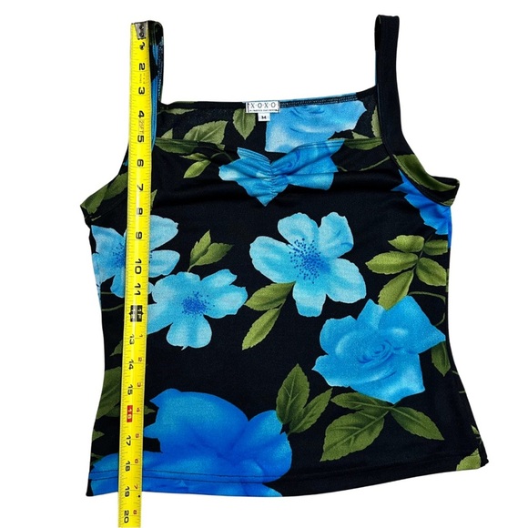 VTG XOXO Blue Black Floral 2 Piece Top & Skirt Small & Medium Retro Y2k GUC READ - Picture 8 of 9